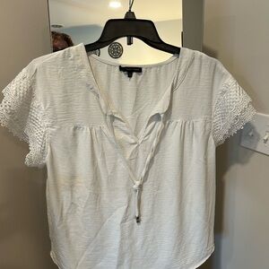Adrienne Vittadini White Lace Accent Blouse
